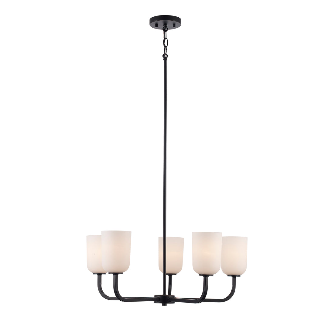 Capri 5 - Light Chandelier with White Frosted Glass - Black | 72035 BK