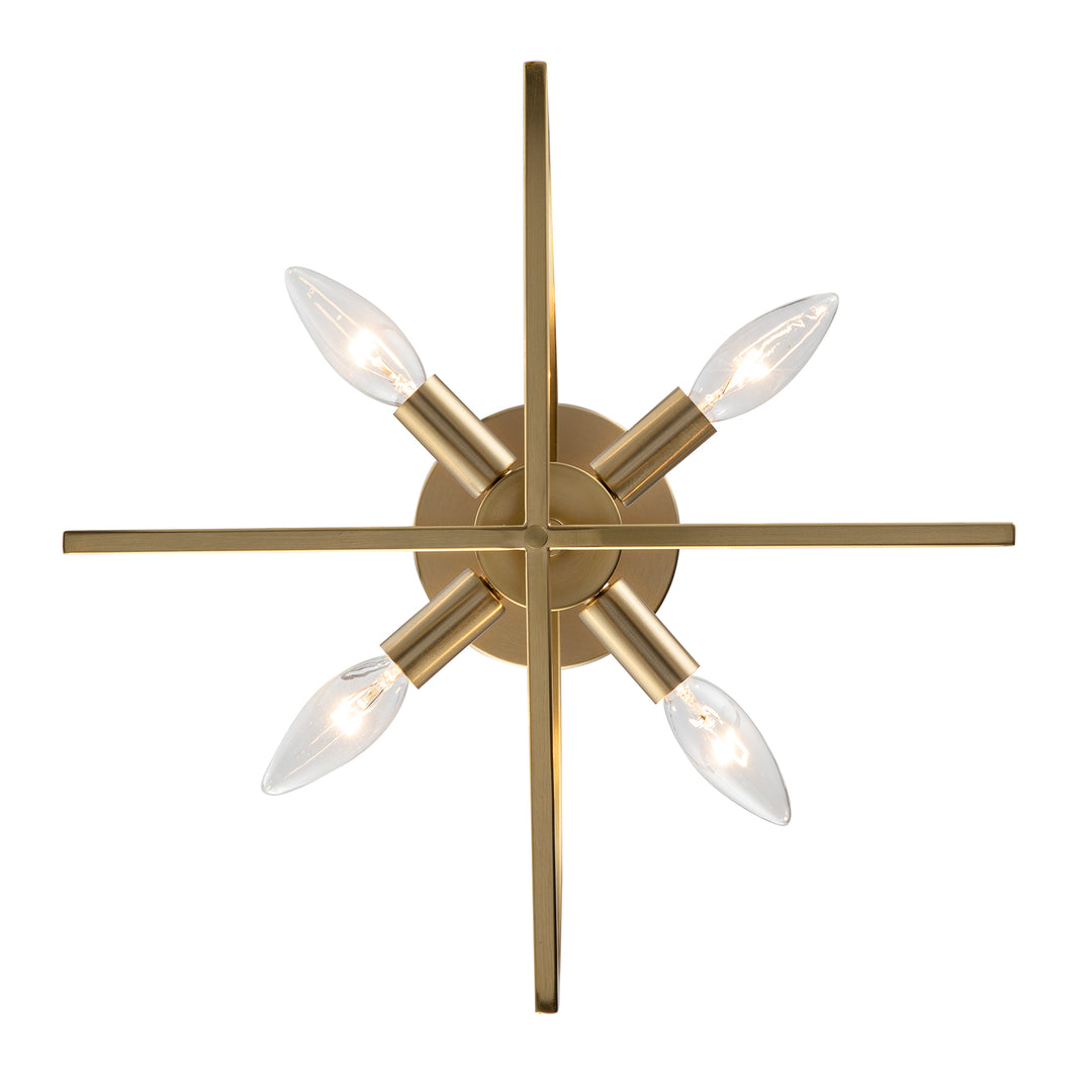 Adelia 4 - Light Semi-Flush Mount with Adjustable Height Converts to Pendant - Antique Gold | 72036-4 AG
