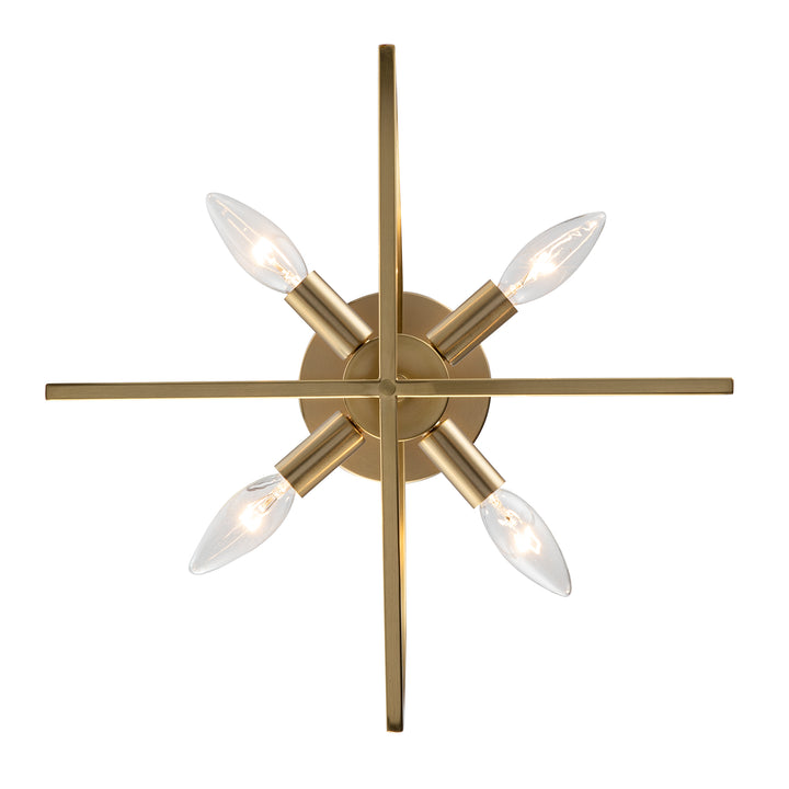 Adelia 4 - Light Semi-Flush Mount with Adjustable Height Converts to Pendant - Antique Gold | 72036-4 AG