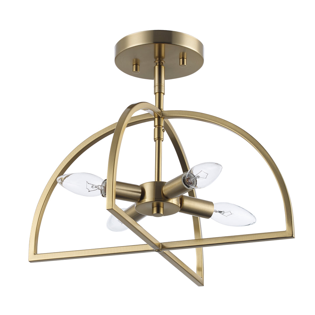Adelia 4 - Light Semi-Flush Mount with Adjustable Height Converts to Pendant - Antique Gold | 72036-4 AG
