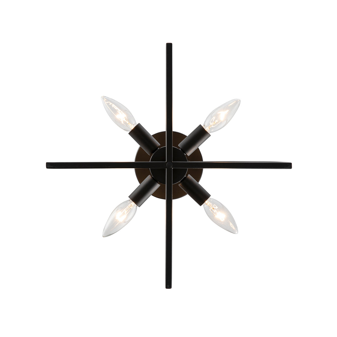 Adelia 4 - Light Semi-Flush Mount with Adjustable Height Converts to Pendant - Black | 72036-4 BK