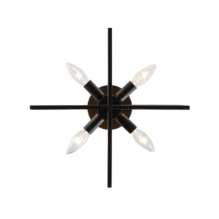 Adelia 4 - Light Semi-Flush Mount with Adjustable Height Converts to Pendant - Black | 72036-4 BK