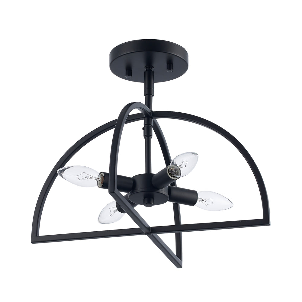Adelia 4 - Light Semi-Flush Mount with Adjustable Height Converts to Pendant - Black | 72036-4 BK