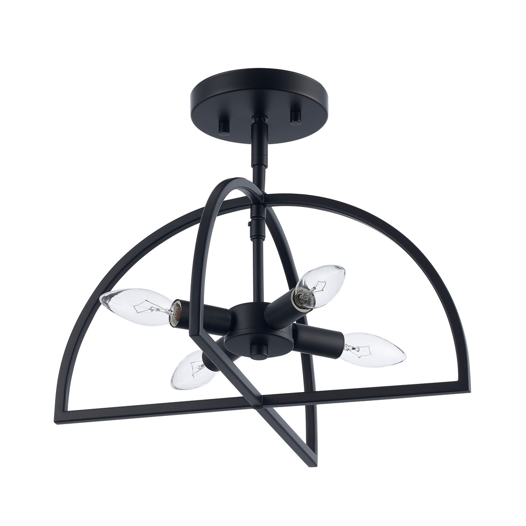 Adelia 4 - Light Semi-Flush Mount with Adjustable Height Converts to Pendant - Black | 72036-4 BK
