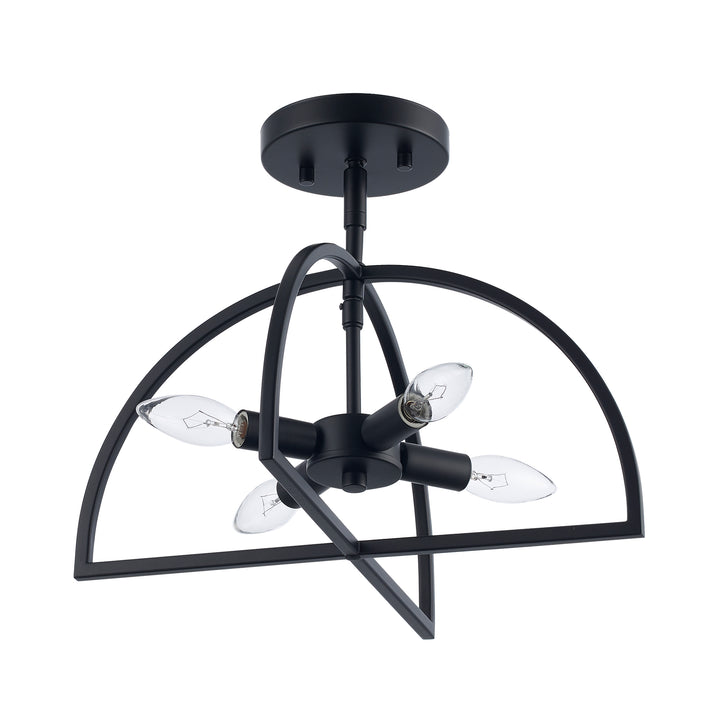 Adelia 4 - Light Semi-Flush Mount with Adjustable Height Converts to Pendant - Black | 72036-4 BK
