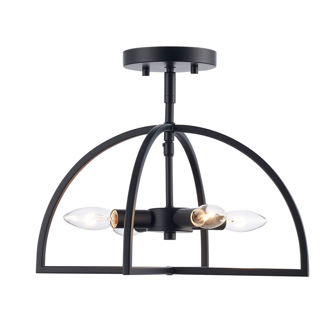 Adelia 4 - Light Semi-Flush Mount with Adjustable Height Converts to Pendant - Black | 72036-4 BK