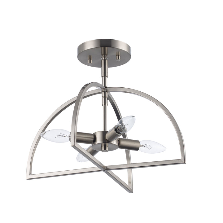 Adelia 4 - Light Semi-Flush Mount with Adjustable Height Converts to Pendant - Brushed Nickel | 72036-4 BN