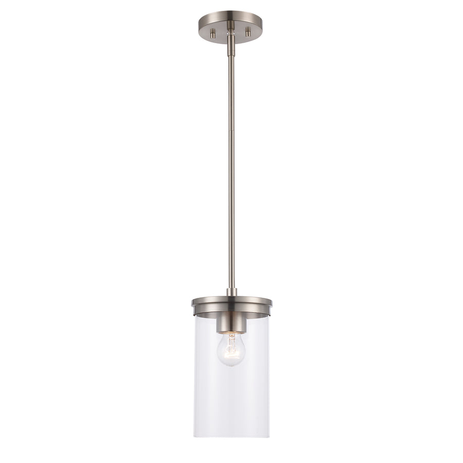 Carter 1 - Light Modern Pendant with Clear Glass - Brushed Nickel | 72040 BN