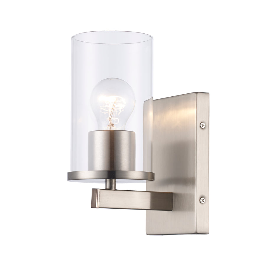 Carter 1 - Light Modern Wall Sconce with Clear Glass - Brushed Nickel | 72041 BN
