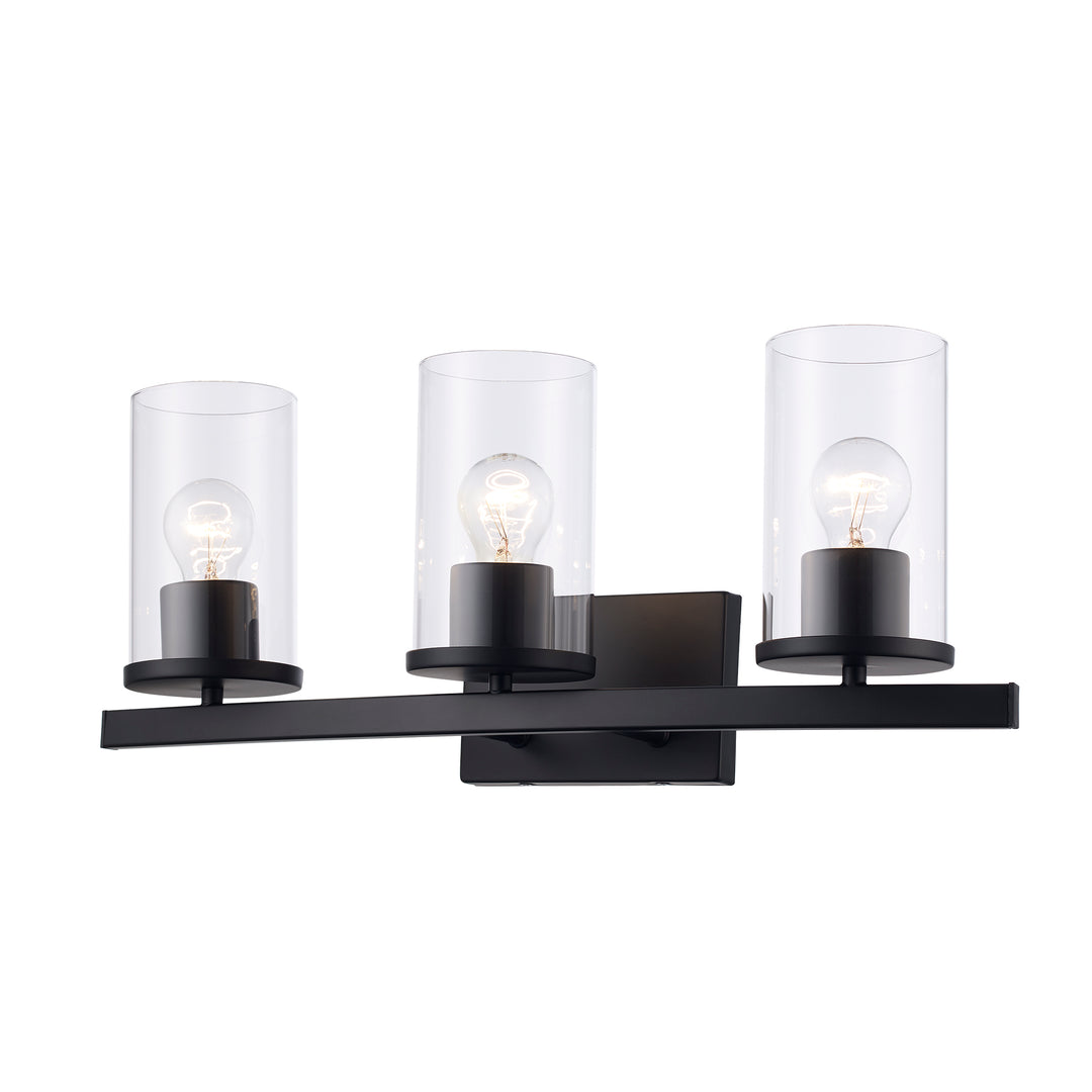 Carter 3 - Light Modern Vanity with Clear Glass - Black | 72043 BK