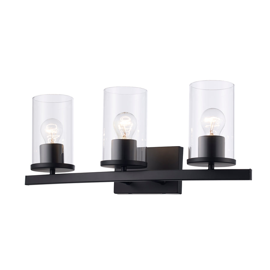 Carter 3 - Light Modern Vanity with Clear Glass - Black | 72043 BK