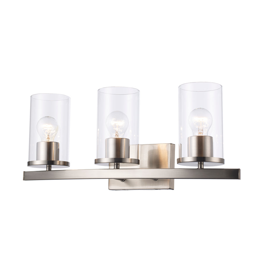 Carter 3 - Light Modern Vanity with Clear Glass - Brushed Nickel | 72043 BN