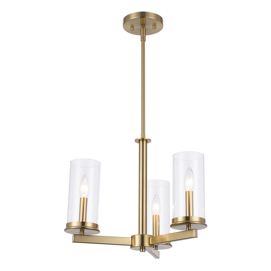 Carter 3 - Light Modern Mini Chandelier with Clear Glass - Antique Gold | 72045-3 AG