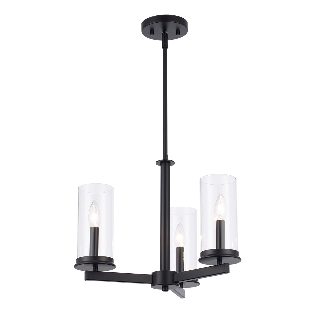 Carter 3 - Light Modern Mini Chandelier with Clear Glass - Black | 72045-3 BK