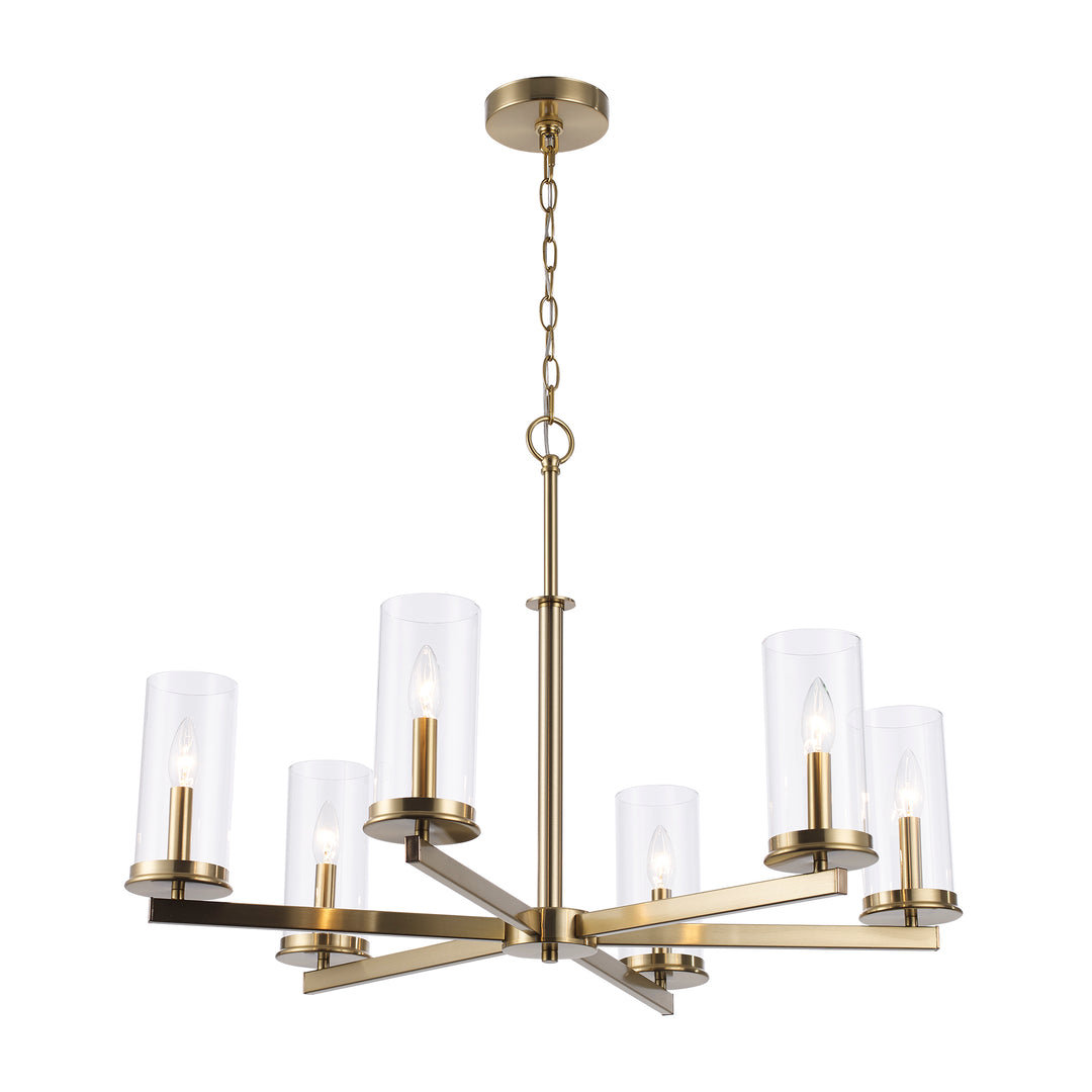 Carter 6 - Light Modern Chandelier with Clear Glass - Antique Gold | 72046 AG