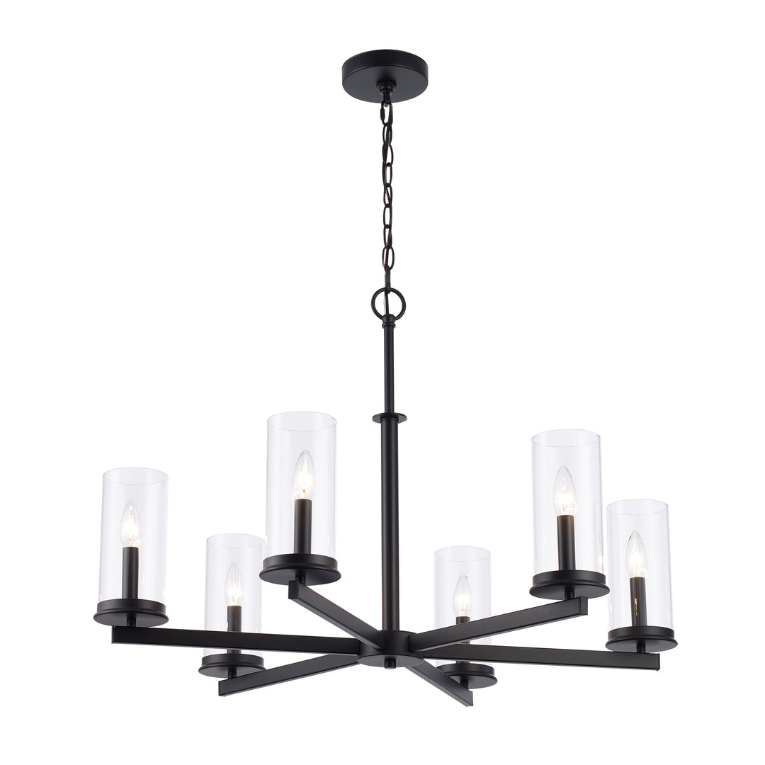 Carter 6 - Light Modern Chandelier with Clear Glass - Black | 72046 BK