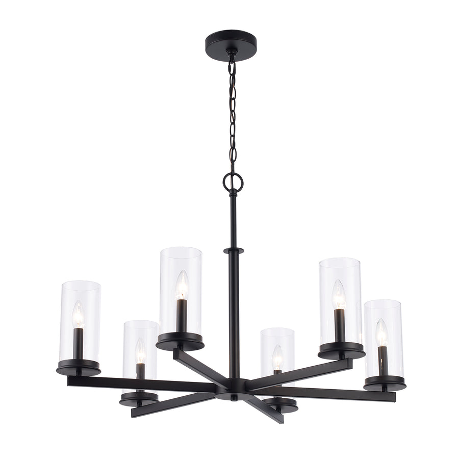 Carter 6 - Light Modern Chandelier with Clear Glass - Black | 72046 BK