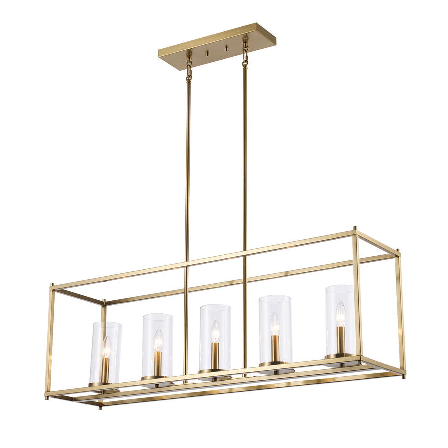 Carter 5 - Light Geometric Linear Pendant - Antique Gold | 72047-5 AG