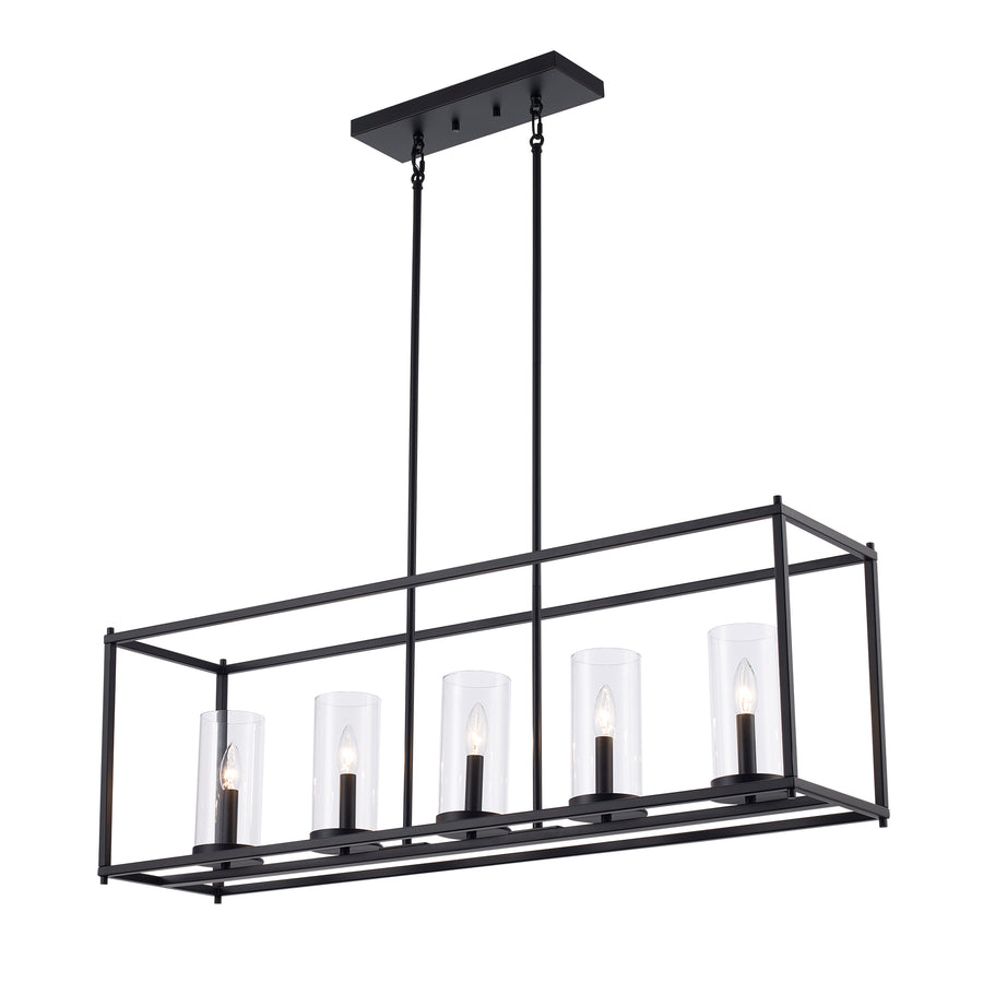 Carter 5 - Light Geometric Linear Pendant - Black | 72047-5 BK