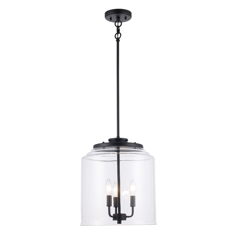 Zoe 3 - Light Pendant with Clear Glass - Black | 72050-3 BK