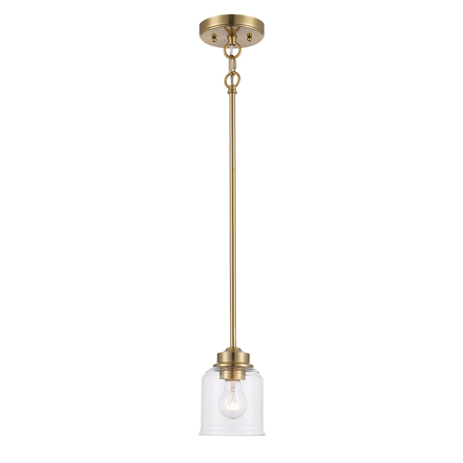 Zoe 1 - Light Single Pendant with Clear Glass - Antique Gold | 72050 AG