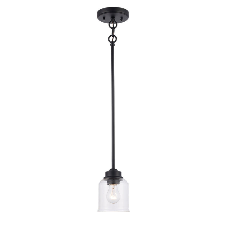 Zoe 1 - Light Single Pendant with Clear Glass - Black | 72050 BK