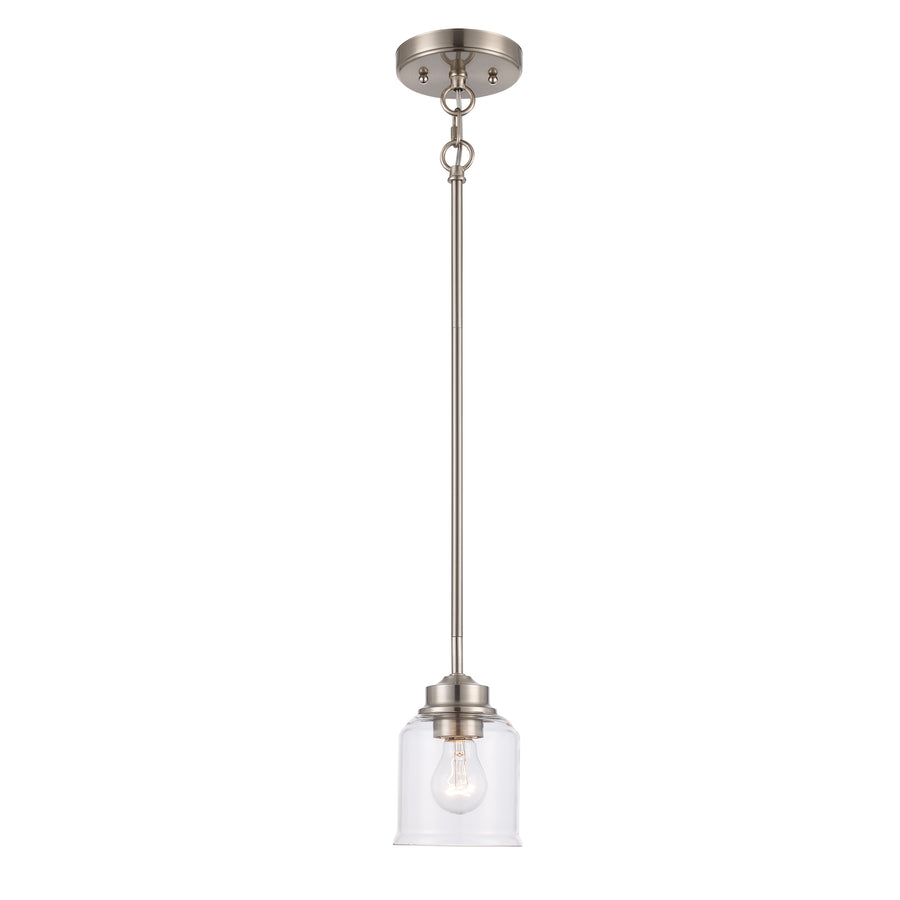 Zoe 1 - Light Single Pendant with Clear Glass - Brushed Nickel | 72050 BN