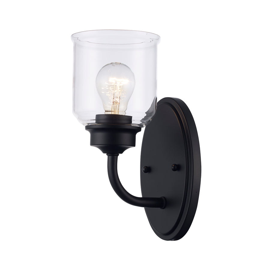 Zoe 1 - Light Wall Sconce with Clear Glass - Black | 72051 BK
