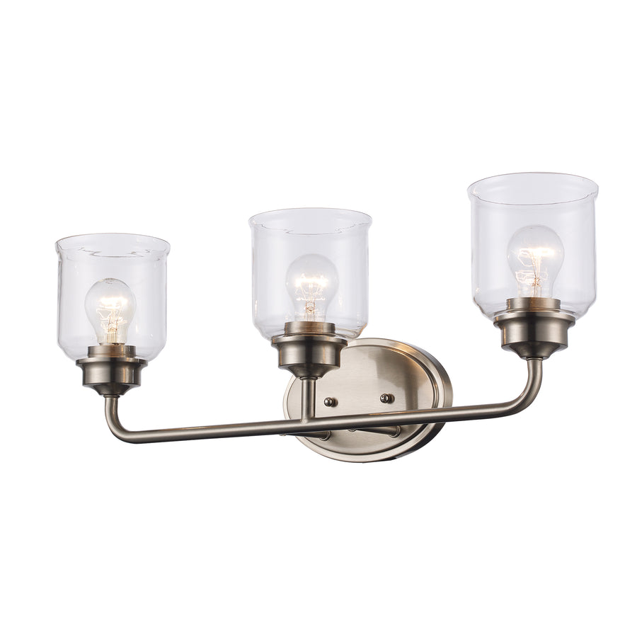 Zoe 3 - Light Vanity with Clear Glass - Brushed Nickel | 72053 BN