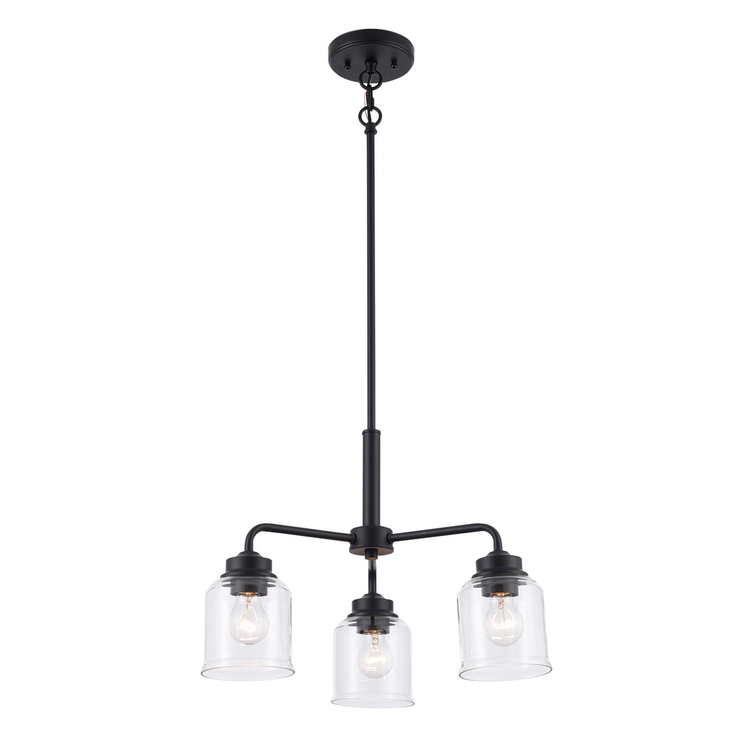 Zoe 3-Light Adjustable Pendant with Clear Glass - Black | 72055-3 BK