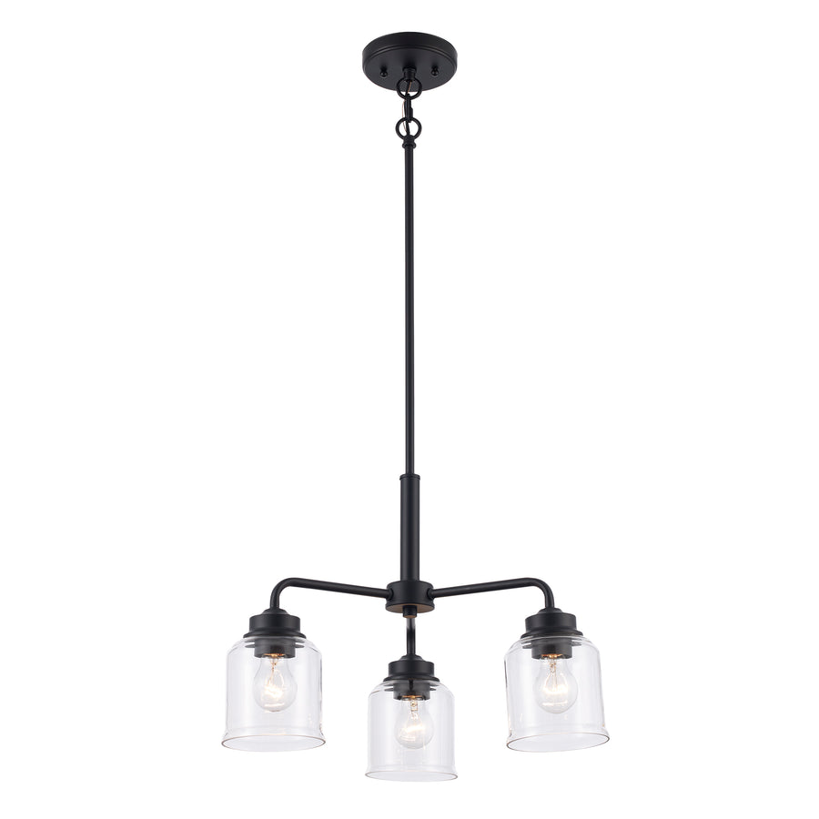 Zoe 3-Light Adjustable Pendant with Clear Glass - Black | 72055-3 BK