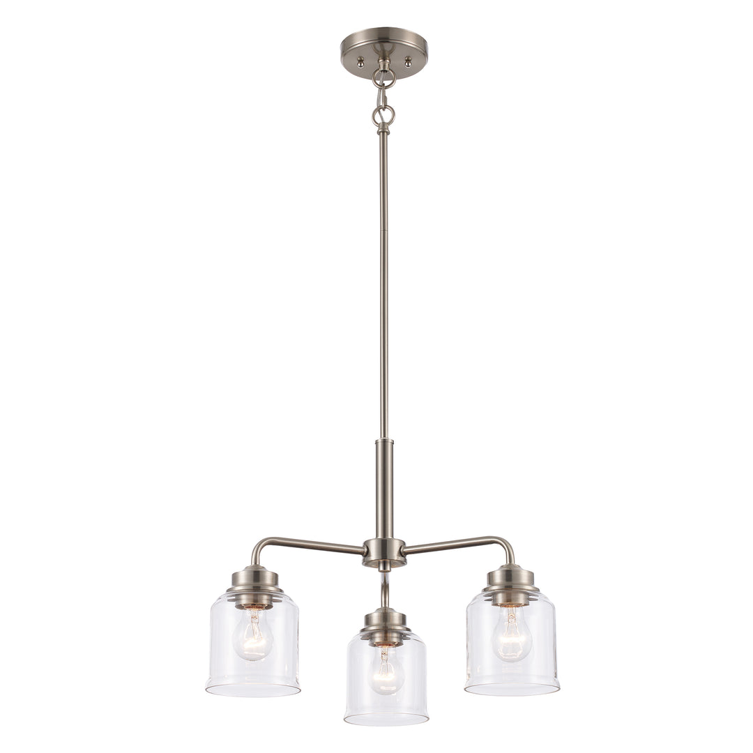 Zoe 3-Light Adjustable Pendant with Clear Glass - Brushed Nickel | 72055-3 BN