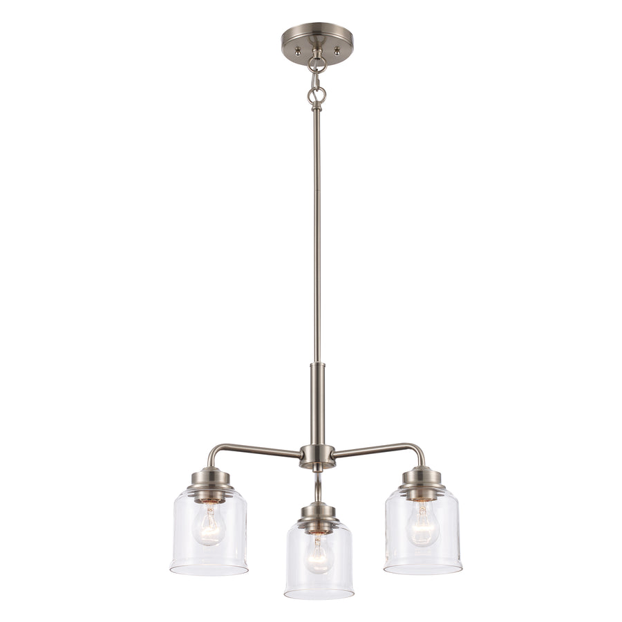 Zoe 3-Light Adjustable Pendant with Clear Glass - Brushed Nickel | 72055-3 BN