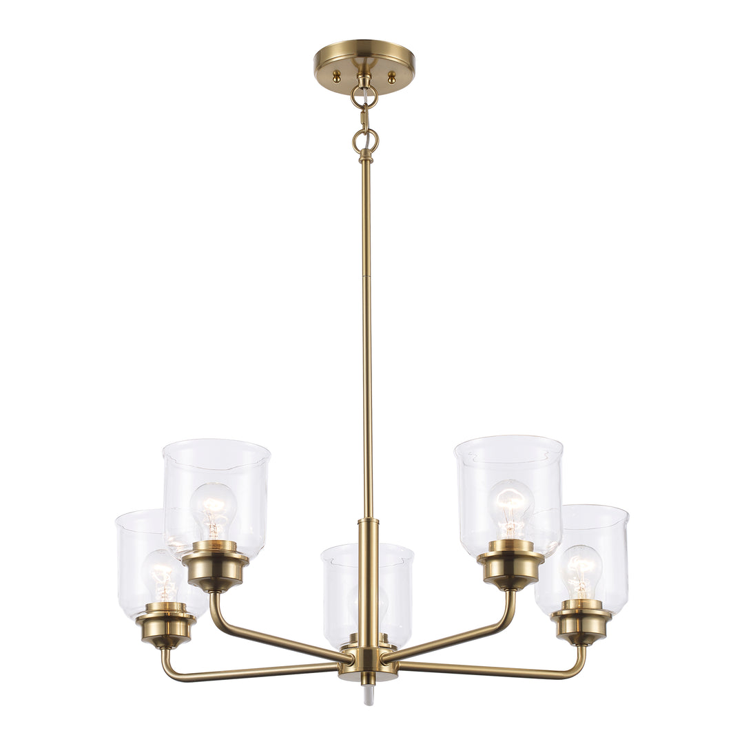 Zoe 5 - Light Chandelier with Clear Glass - Antique Gold | 72055 AG