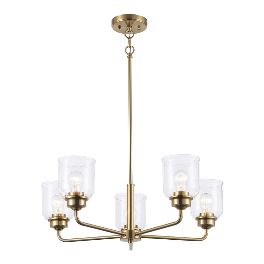 Zoe 5 - Light Chandelier with Clear Glass - Antique Gold | 72055 AG