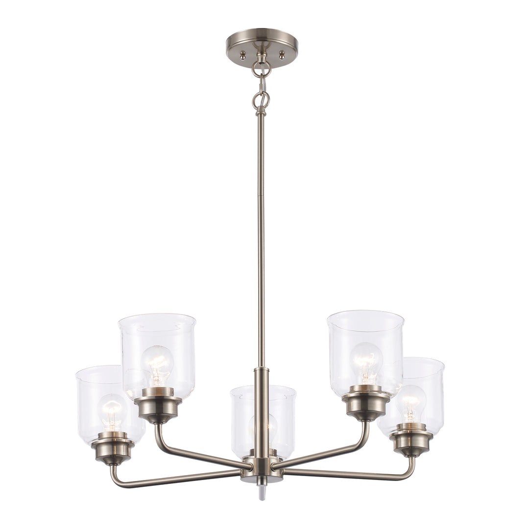 Zoe 5 - Light Chandelier with Clear Glass - Brushed Nickel | 72055 BN
