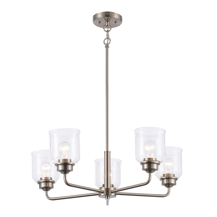 Zoe 5 - Light Chandelier with Clear Glass - Brushed Nickel | 72055 BN