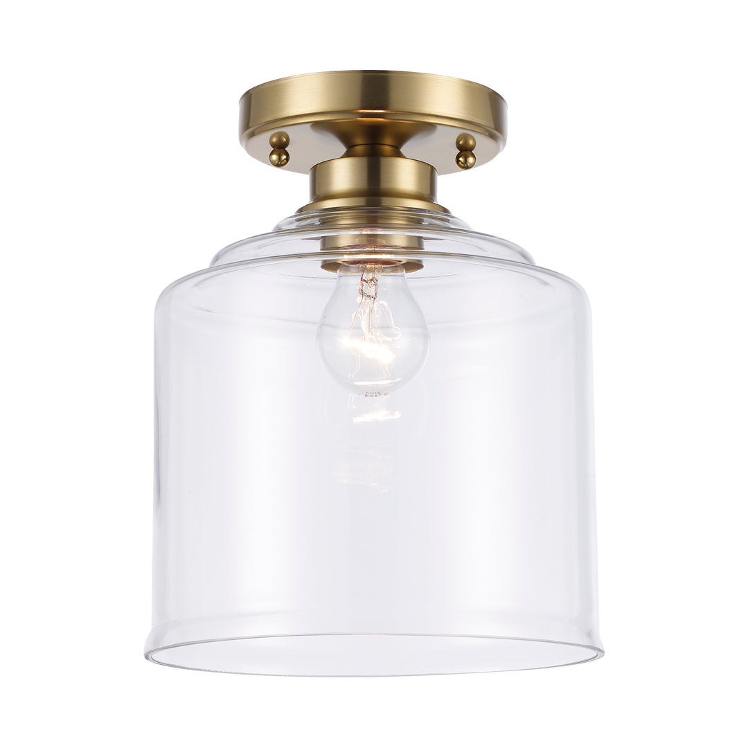 Zoe 1 - Light Flush Mount with Clear Glass - Antique Gold | 72057-1 AG