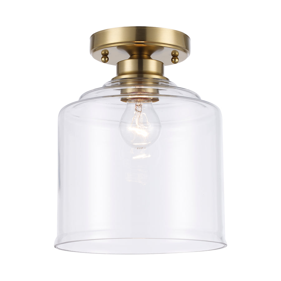 Zoe 1 - Light Flush Mount with Clear Glass - Antique Gold | 72057-1 AG