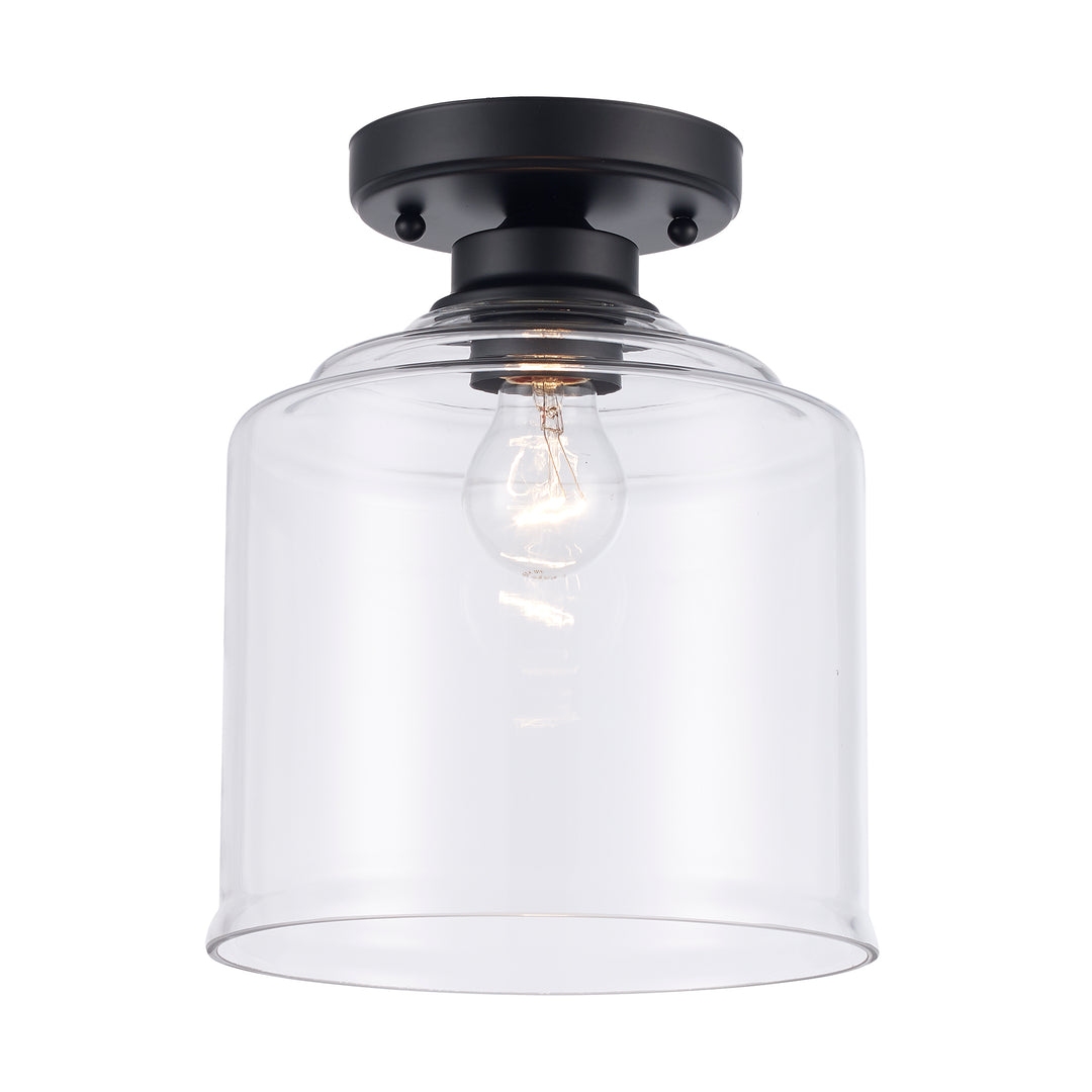 Zoe 1 - Light Flush Mount with Clear Glass - Black | 72057-1 BK