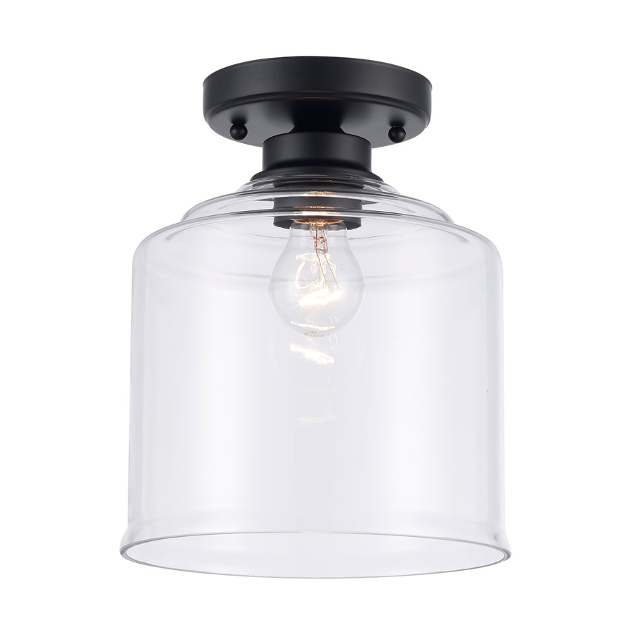Zoe 1 - Light Flush Mount with Clear Glass - Black | 72057-1 BK