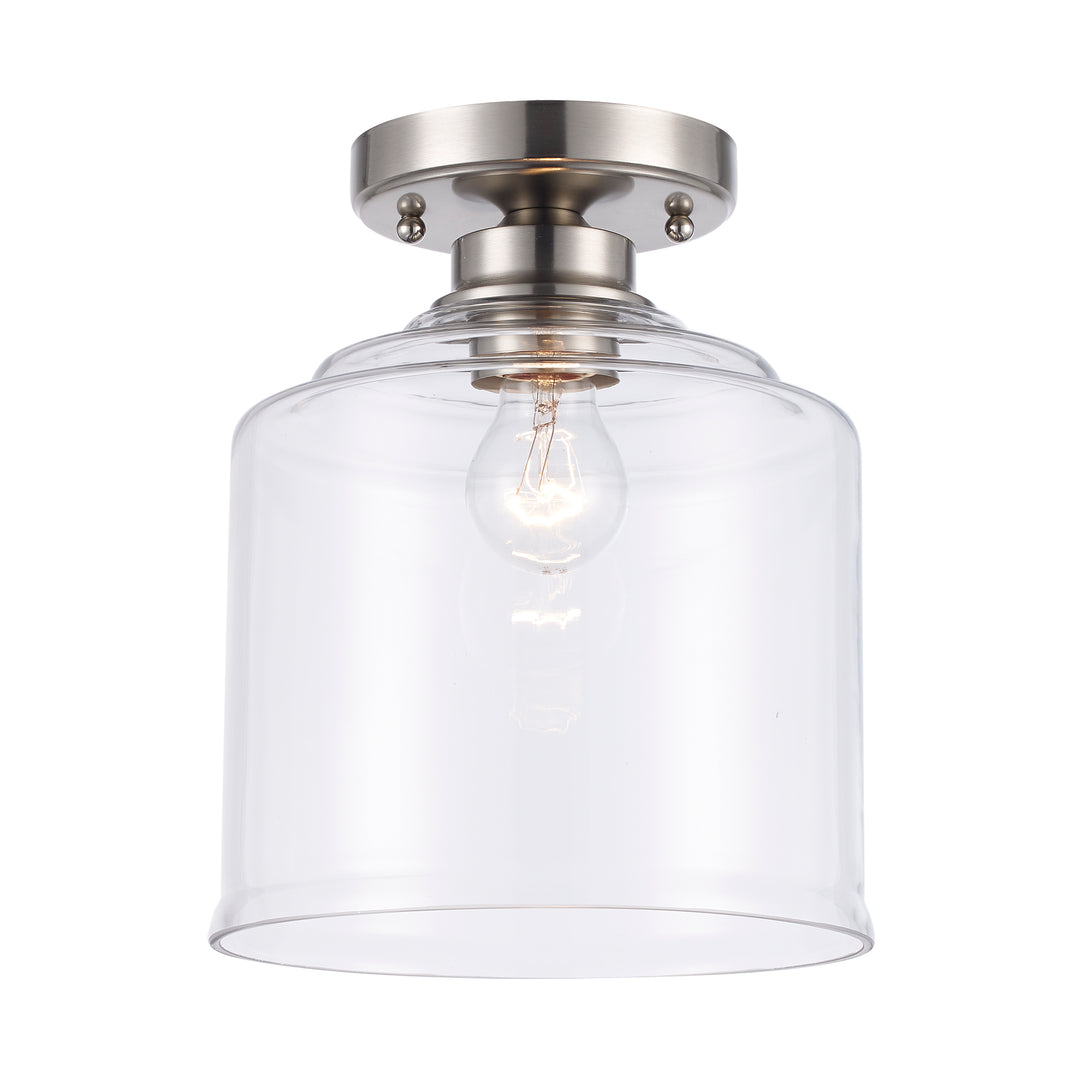 Zoe 1 - Light Flush Mount with Clear Glass - Brushed Nickel | 72057-1 BN