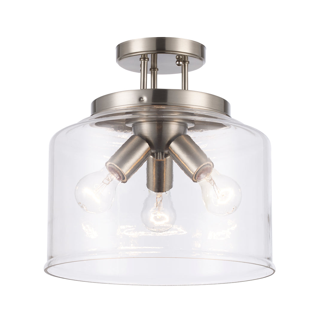 Zoe 3 - Light Semi-Flush Mount with Clear Glass - Brushed Nickel | 72057-3 BN