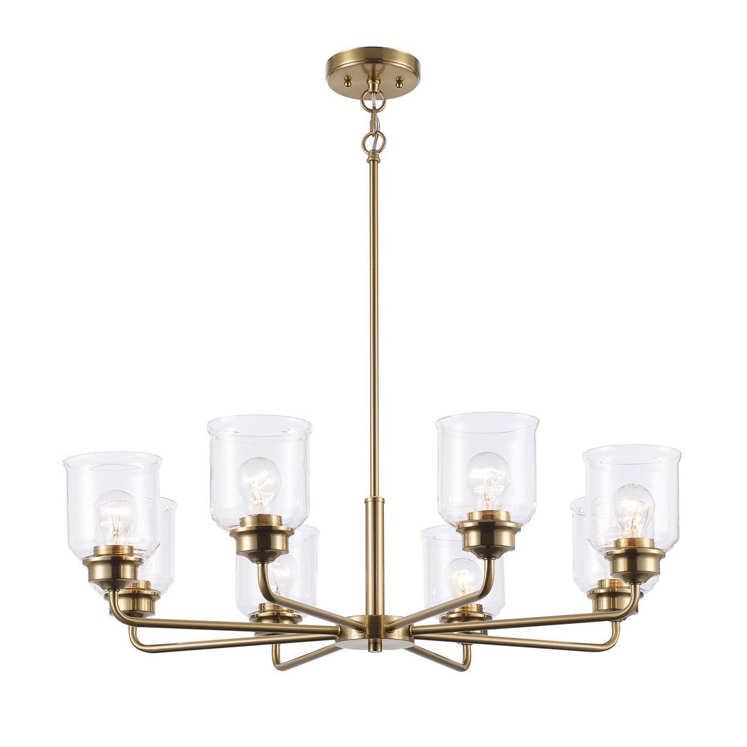 Zoe 8 - Light Chandelier with Clear Glass - Antique Gold | 72058 AG
