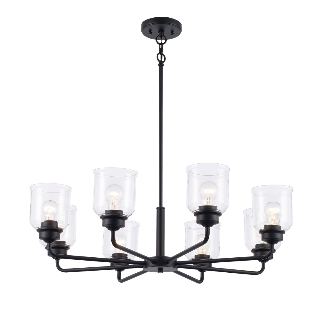 Zoe 8 - Light Chandelier with Clear Glass - Black | 72058 BK