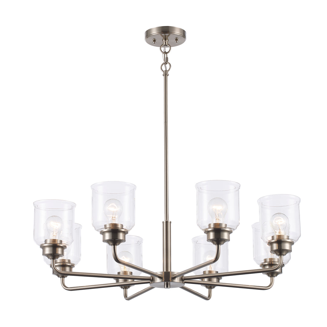 Zoe 8 - Light Chandelier with Clear Glass - Brushed Nickel | 72058 BN
