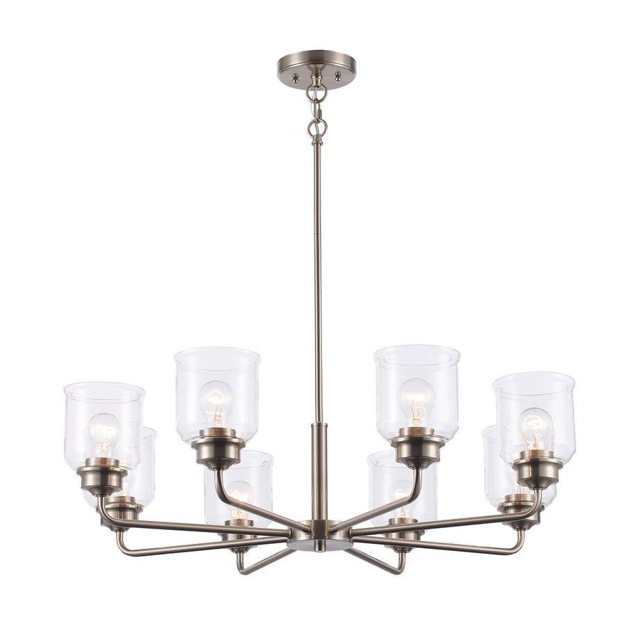 Zoe 8 - Light Chandelier with Clear Glass - Brushed Nickel | 72058 BN
