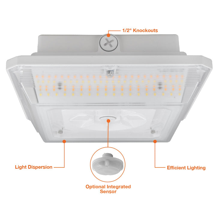 Square Canopy Light: Arcy-Line 3-CCT & 3-Power Select 60W/45W/30W - White