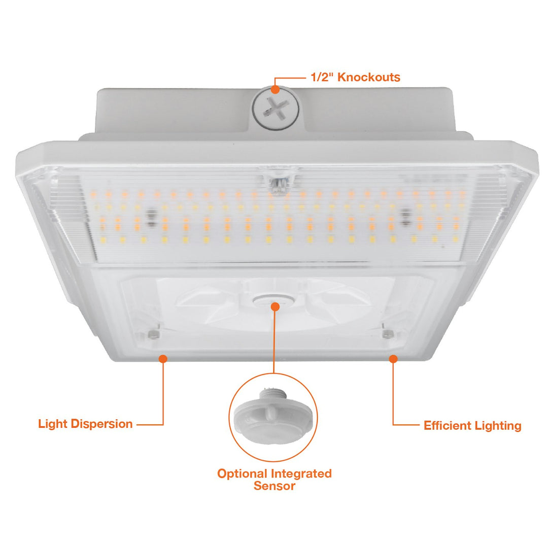 Square Canopy Light: Arcy-Line 3-CCT & 3-Power Select 90W/80W/70W - White