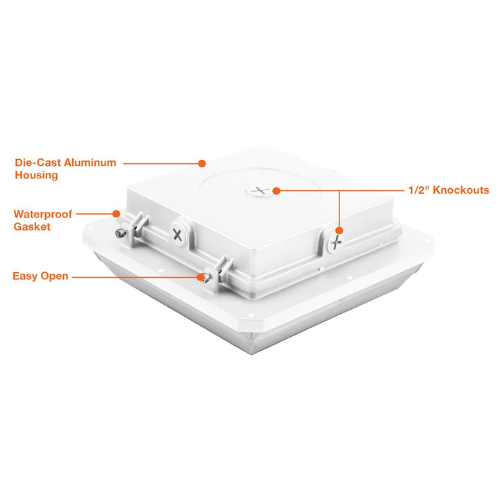 Square Canopy Light: Arcy-Line 3-CCT & 3-Power Select 90W/80W/70W - White